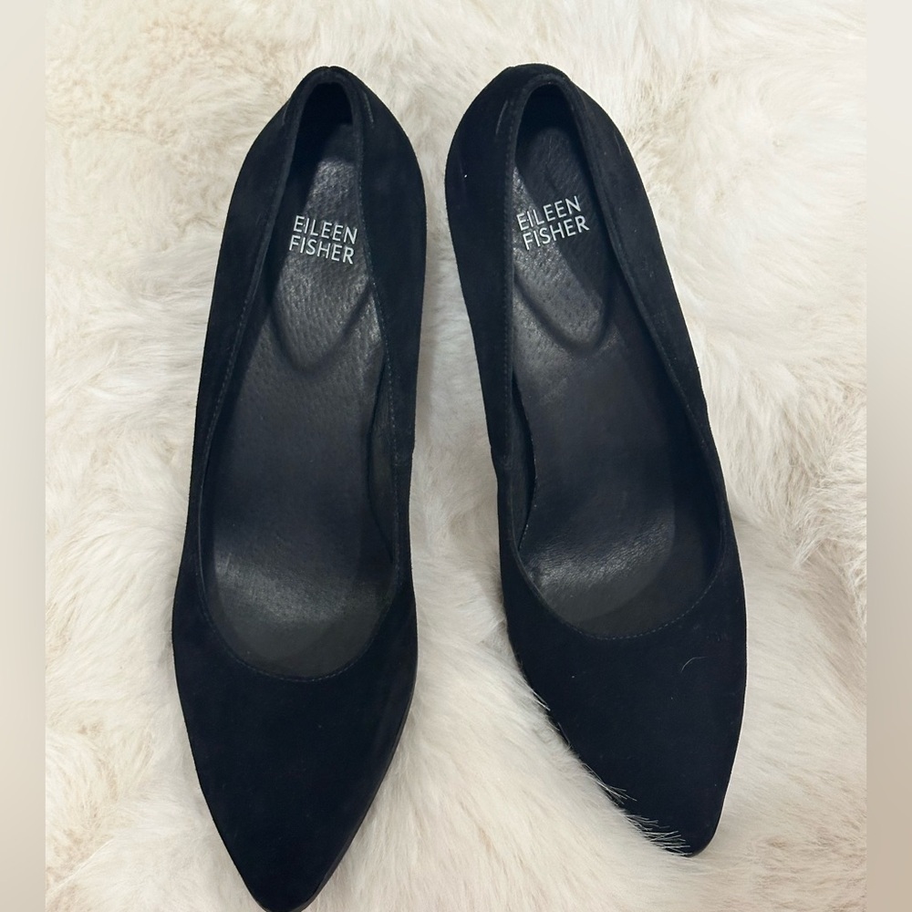 Eileen Fisher Black Hawk Suede Heels Pump Size 11 EUC - Picture 4 of 8